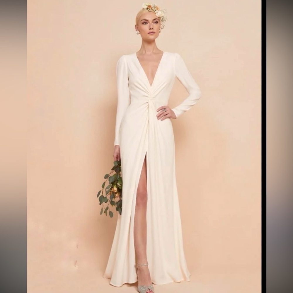 Reformation Gatsby Size 4 Elegant Cream Long Sleeve Dress NWT Wedding Dress NEW